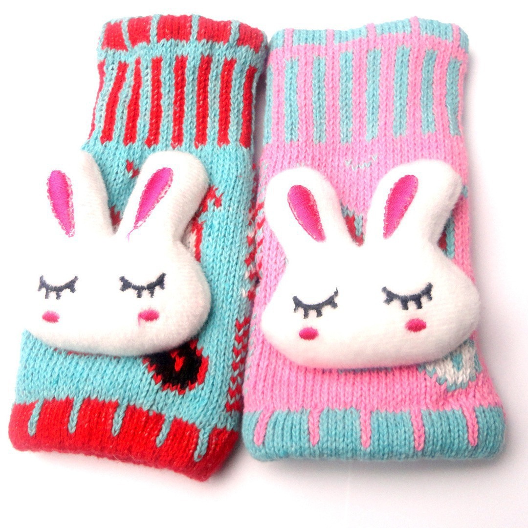 Keep warm winter knitted cartoon fleece gloves