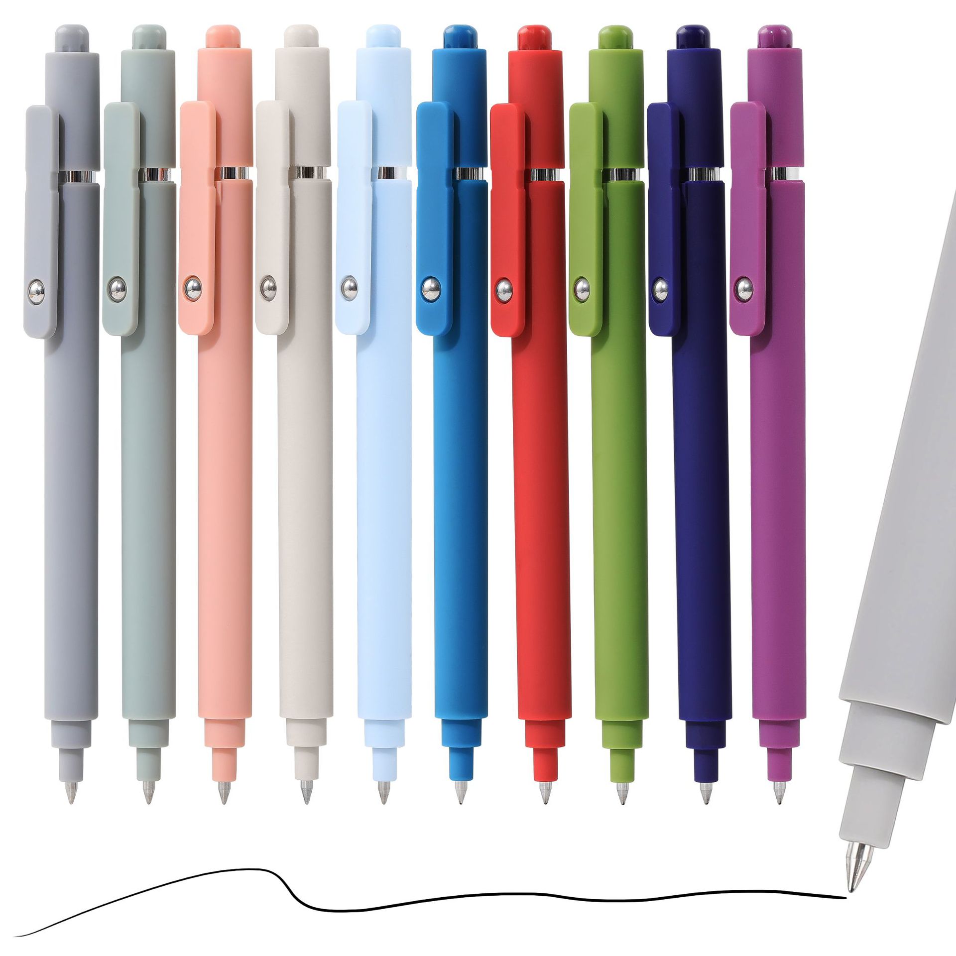 Cross-Border Candy-Colored Press Gel Pen Morandi Simple Steel Ball Water-Based Pen Office Writing Smooth Pen