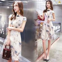 改良版旗袍式连衣裙2025年新款夏装时尚大花日常中国风少女年轻款