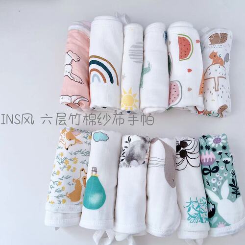 Six-layer gauze bamboo cotton baby towel, bath towel, baby saliva towel, face towel, handkerchief