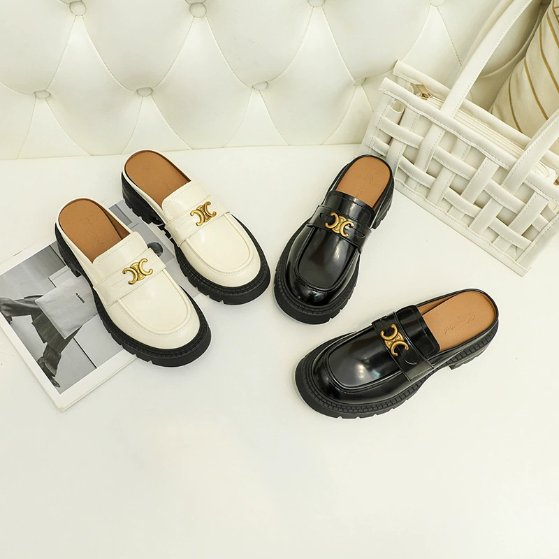 Маленькие стильные маленькие кожаные туфли, женские весенние тапочки на толстой подошве, повседневная обувь без шнуровки в британском стиле в стиле ретро, 2023