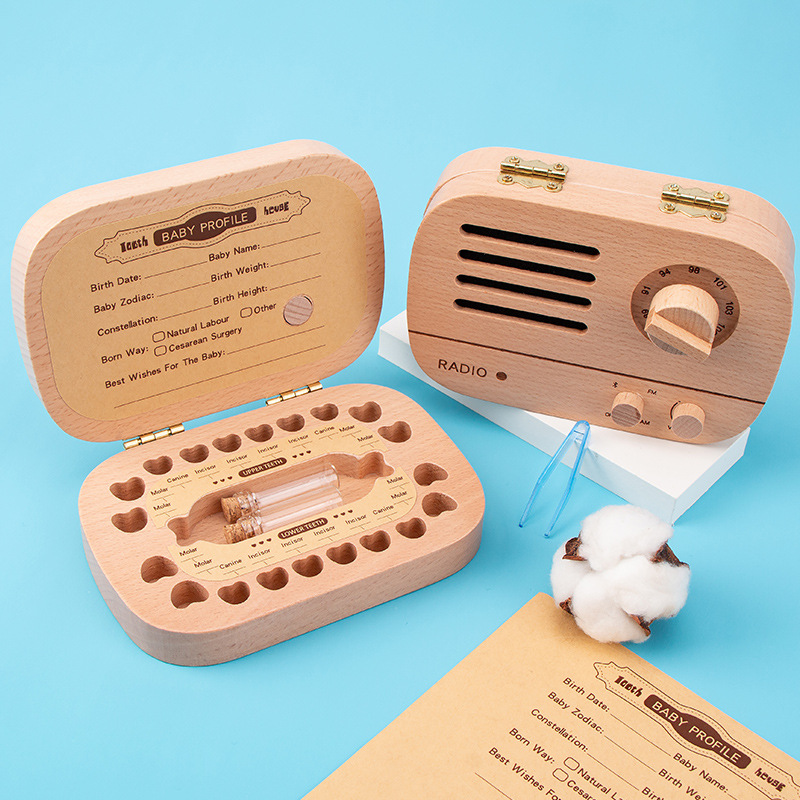 Caja de almacenamiento de dientes de leche, caja de recuerdos de dientes de leche para niños, caja de recuerdos de dientes para niños.