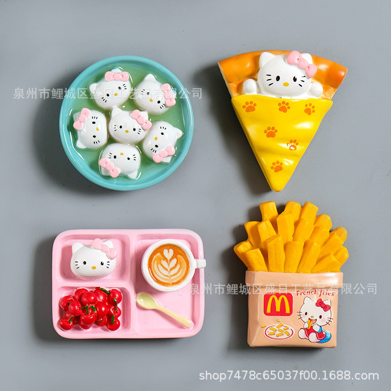 新款创意仿真食玩树脂冰箱贴3D卡通小猫系列磁性贴厂家批发|undefined