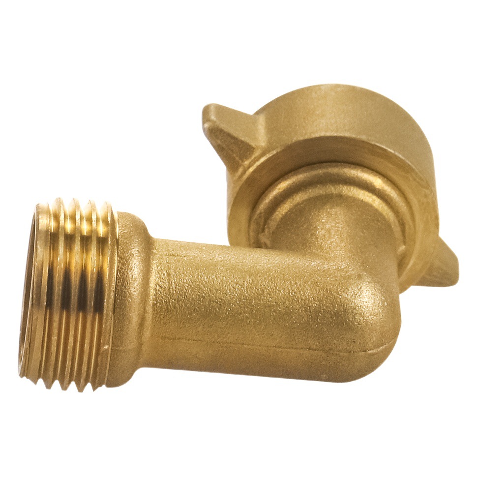 Manguera de jardín de unión de ángulo de cobre Adaptador de manguera de válvula de bola de ángulo de 90 grados