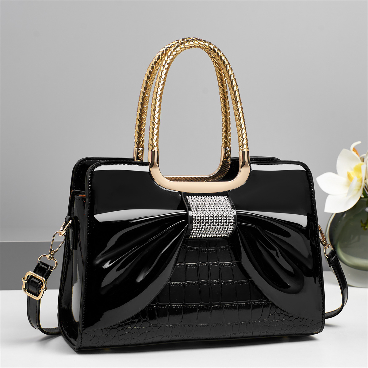 Bolso con diseño de lazo Bolso de hombro simple y dulce Bolso de mensajero casual de viaje de moda Bags transfronterizos