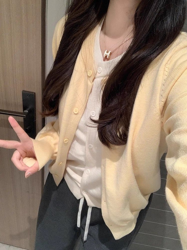 甜美风针织开衫外套女春季2025新款设计假两件温柔风软糯毛衣上衣|undefined