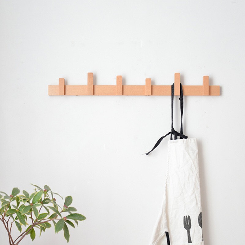 Wall Hanging Hook Ceramic Tile and Wood Board Punch-free Nordic Wall Solid Wood Hanging Hook Door Hanging Bag