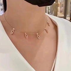 梅西卡项链女五吊坠满钻流苏设计玫瑰金高级感精致气质百搭锁骨链
