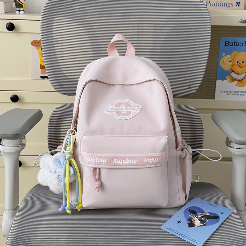 Cross-Border New Style Backpack with Fashionable Letter Print, Solid Color Body, Large Capacity, Versatile, Portable, Simple Travel Backpack