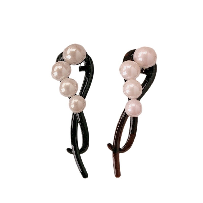 Clip de perla simple detrás de la cabeza de alto nivel de torsión de torsión de clip de cabello grande más temperamento retro tarjeta de cabello de disco