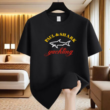 跨境一线大牌全棉短袖男2025夏款圆领套头休闲印花T恤男