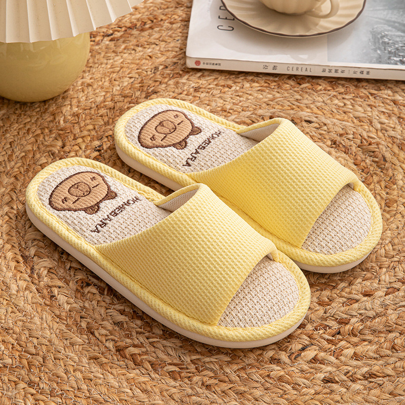 Capibalaya Slippers Men's Four Seasons Home Quiet Soft Bottom Indoor Breathable Cute Non-Slip Slippers Men's Spring and Summer