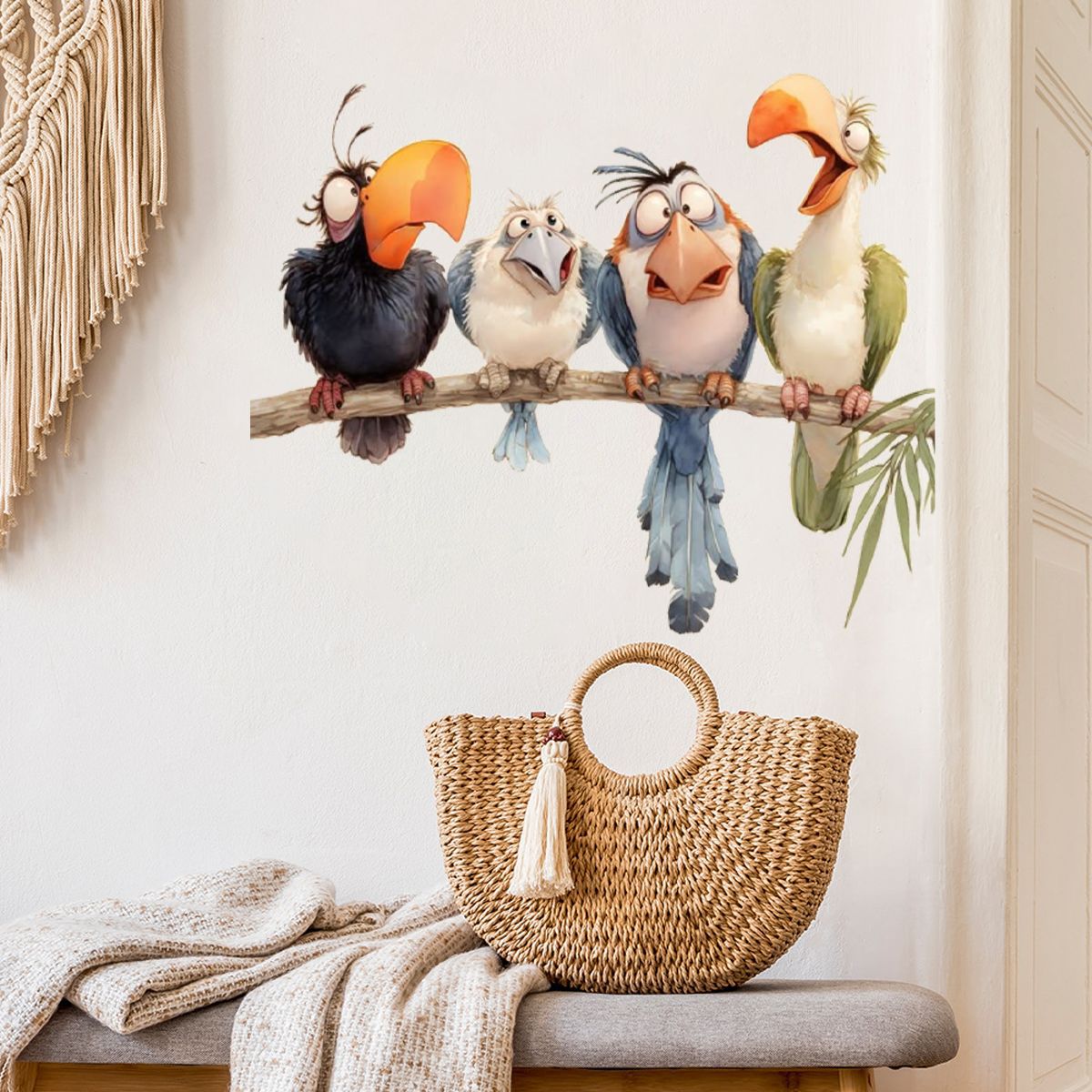 Cute Animal Children's Room Wall Decoration Stickers Funny Bird Decoration PVC Stickers Cross-border Cartoon Stickers