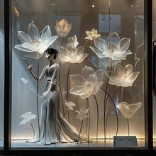 亚克力花瓣橱窗艺术装置美陈橱窗装饰艺术舞台场景布置DP景观道具