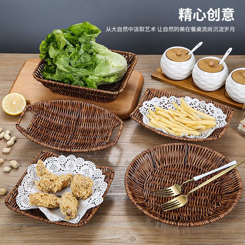 Plato de frutas tejido a mano, cesta de pan, cesta de frutas, palomitas de maíz fritas, plato de aperitivos KTV image 3