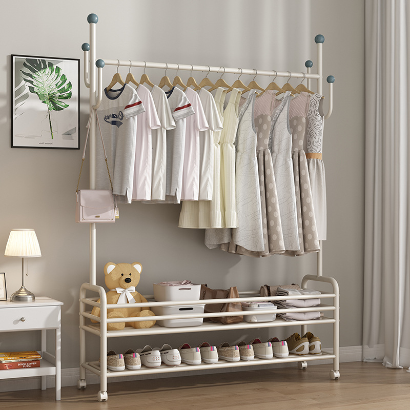 Internet Celebrant Living Room Removable Hanger Floor Bedroom Cream Style Coat Rack Indoor Storage Rack Integrated Clothes Rack