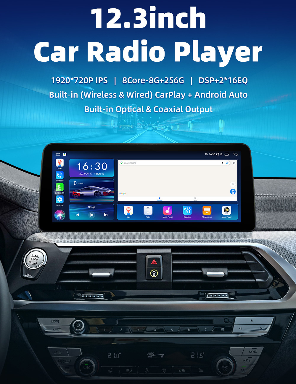 12.3inch Large-Screen Android Smart All-In-One Navigation Unit T133/8581/7862 with Optional 360 Panoramic View, C