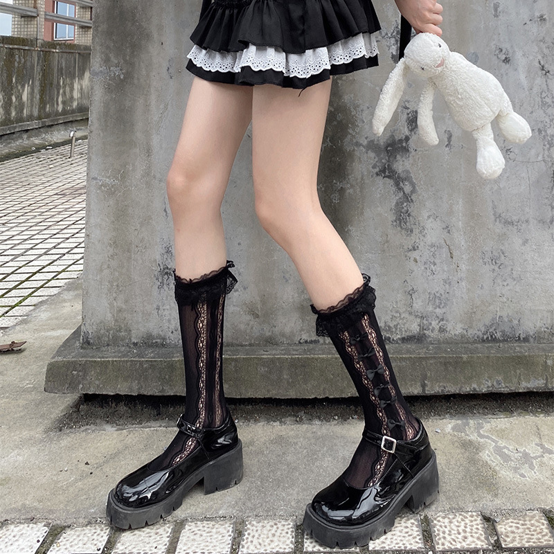 Hollow lace bow White