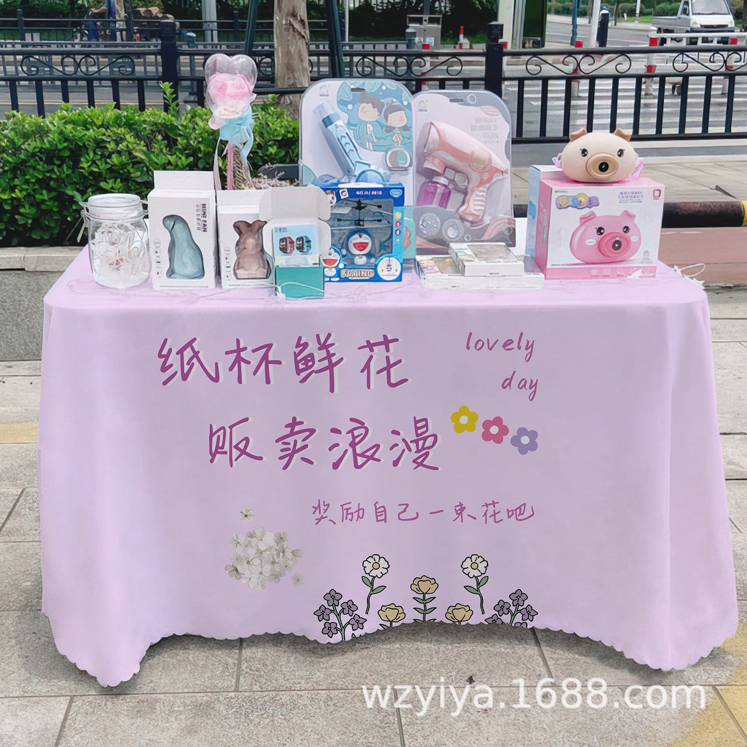 Venta de flores publicitarias publicidad mercado nocturno puestos de mesa tela carro mesa tela tela de mesa acera