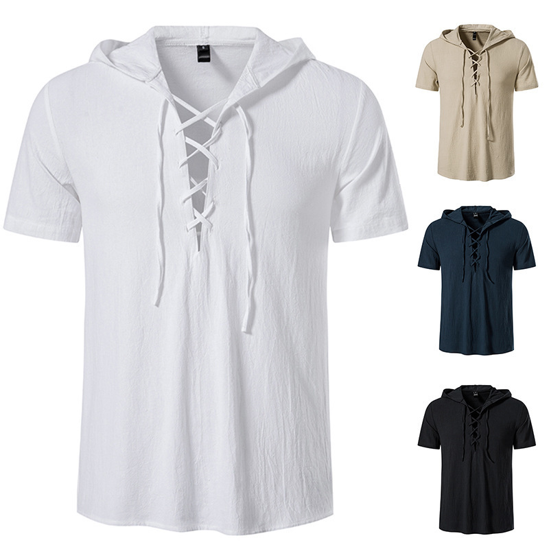 Amazon Men's Short Sleeve Shirt Cotton Hooded Beach Yoga Casual Summer Amazon Men's Short Sleeve Shirt Cotton Hooded Beach Yoga Casual Summer