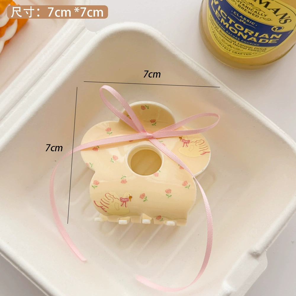 Hair band set — cream floral bow hairband with clips and crab pin, cute hairgrips (2–4 pcs)