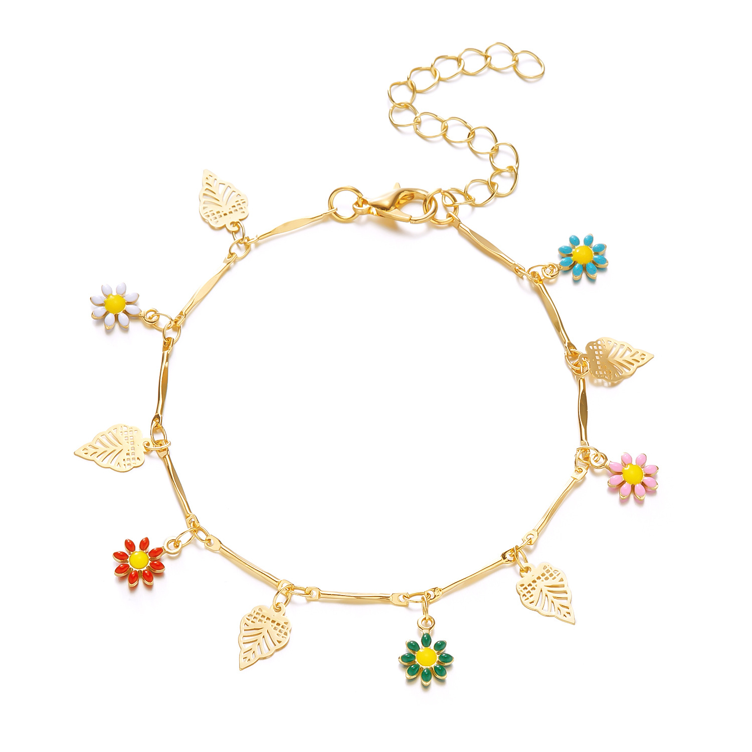 Wholesale Jewelry Simple Style Flower Alloy Gold Plated Plating Bracelets display picture 2