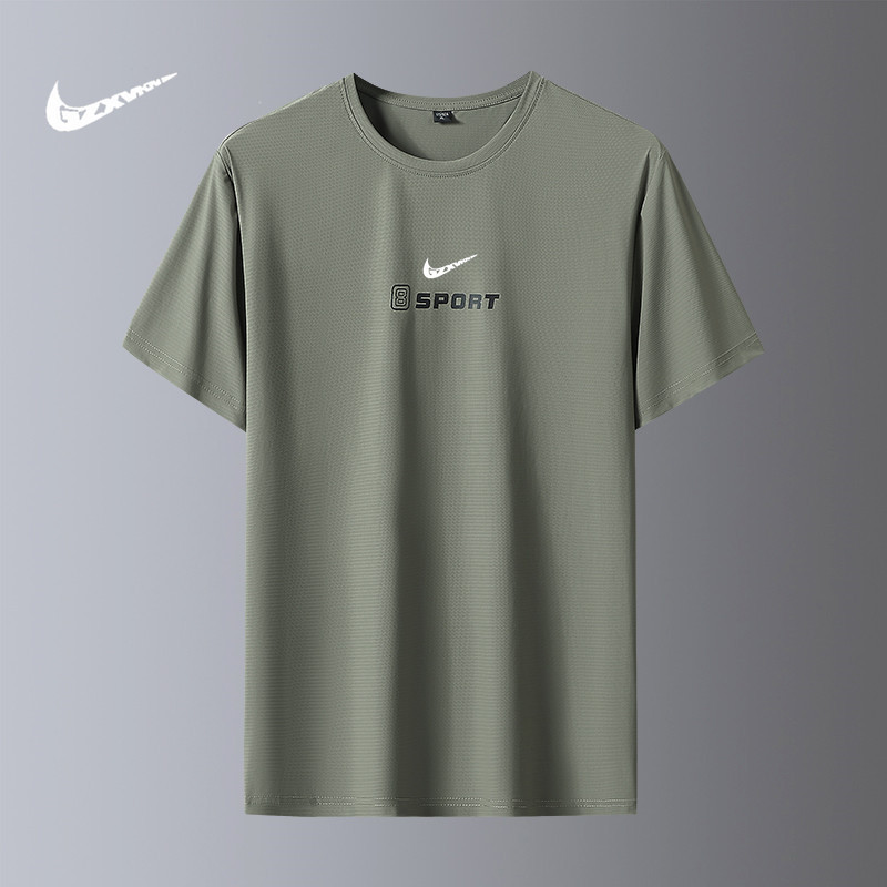 Quick-drying Breathable T-shirt Men's Heavy Trendy Brand Summer New T-shirt Fashionable Loose Men's Short-sleeved Ice Silk T-shirt