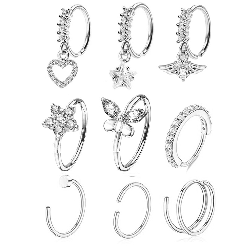 Silver pointed spike labret stud material detail