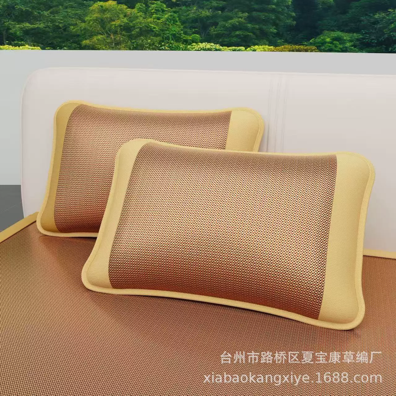 厂家批发可水洗夏凉草枕套冰丝藤席单双人枕席夏天枕头套凉枕套