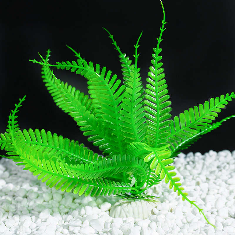 Escenario de pecera Hojas de bambú Simulación al por mayor Plantas decorativas de acuario Flores de plástico Flores falsas Decoración de mesa de arena de hotel