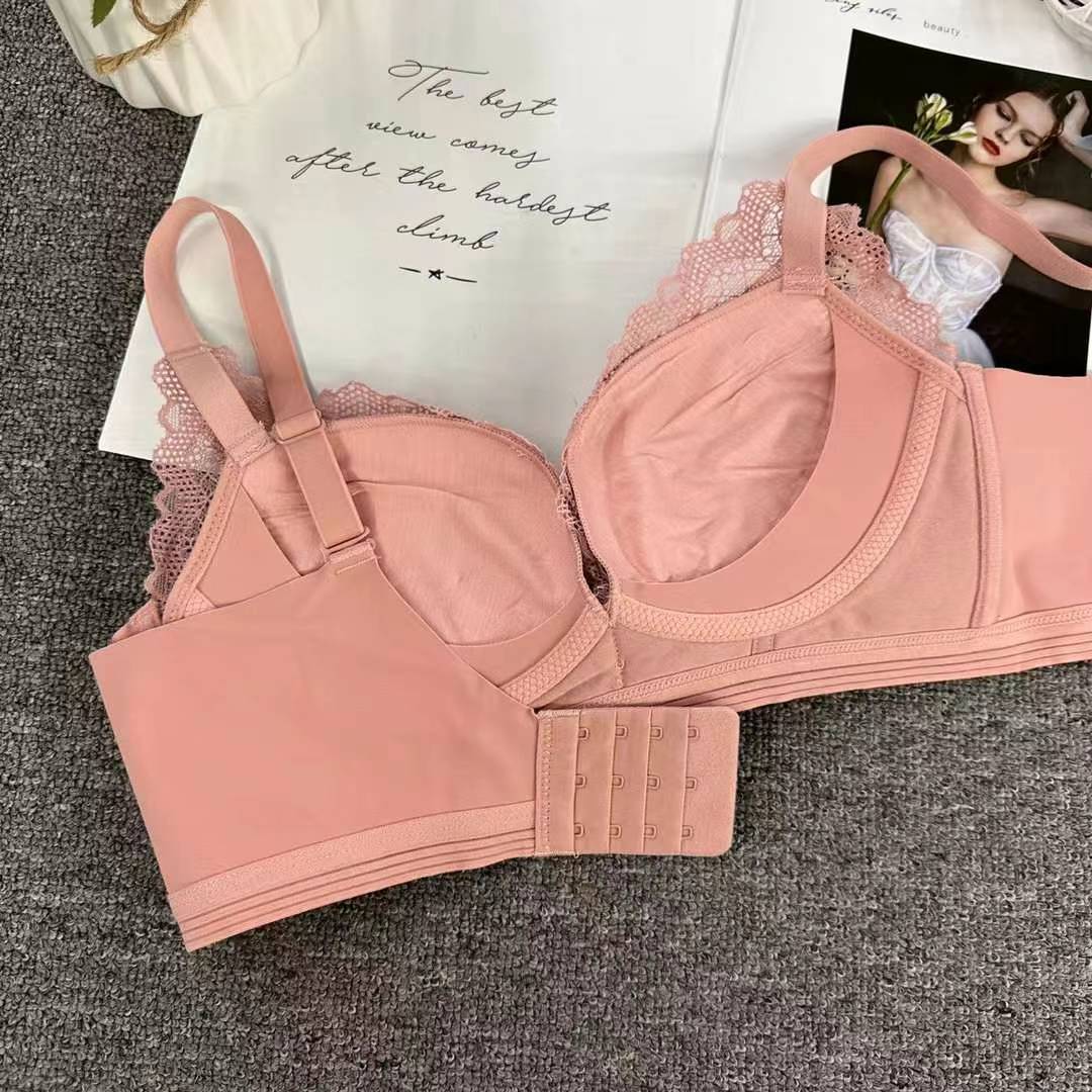Nuevo sujetador de encaje francés de moda de encaje jacquard transpirable y cómodo ajustable anti-caída se reúne en tres filas de botones image 5