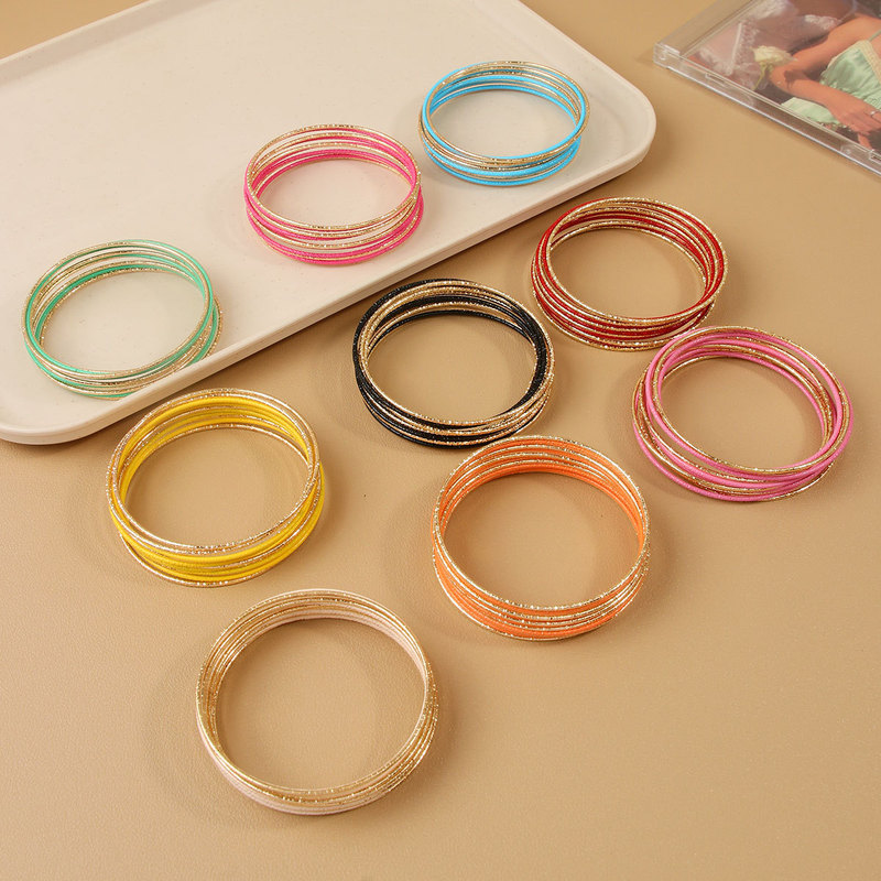 Xiyin's Popular Fine Hoop Bracelet Set, Multi-Layered Bracelets with Sparkling Sand, Light Luxury Fashion Versatile Bracelets, Hip-Hop Accessories Wholesale Xiyin's Popular Fine Hoop Bracelet Set, Multi-Layered Bracelets with Sparkling Sand, Light Luxury Fashion Versatile Bracelets, Hip-Hop Accessories Wholesale