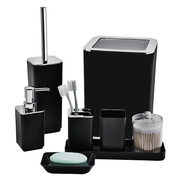 Impreso traje de baño de lavado conjunto de baño de plástico conjunto de baño cepillo de dientes redondo taza utensilios de tocador cepillo de seis piezas conjunto