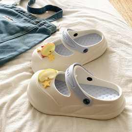 包头鞋女夏季沙滩星星苹果百搭时尚两穿玛丽珍防滑可拆卸洞洞鞋