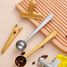 亚马逊跨境430不锈钢咖啡夹量勺创意食物袋封口夹票夹奶粉夹T型夹