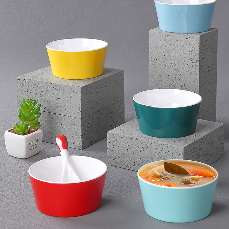A8 melamine tableware two-color Nordic small soup bowl hot pot…