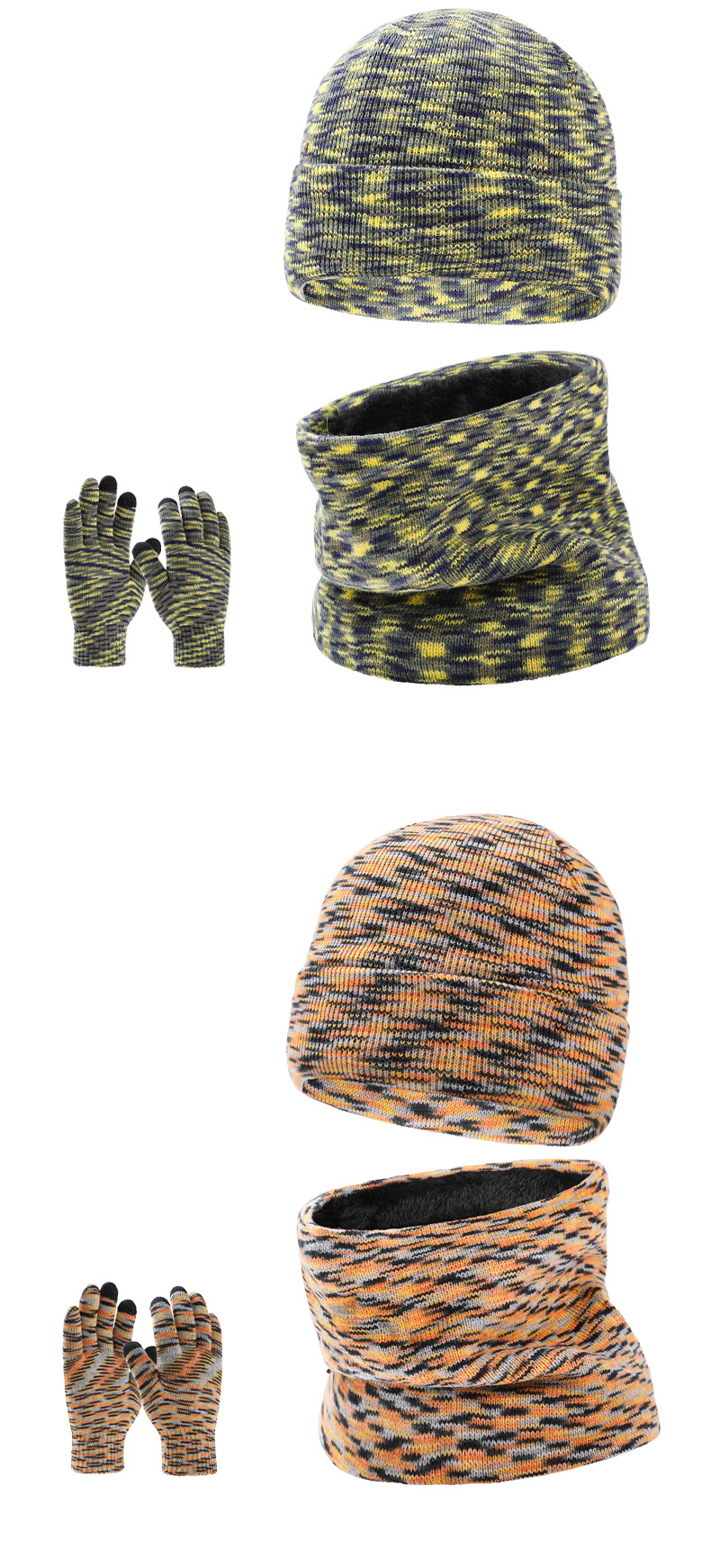 Winter hat, scarf and gloves three-piece men's knitted hat with fleece winter wool hat bib_voghion.com