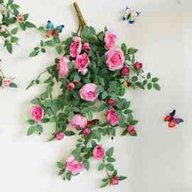 4Y田园玫瑰花藤缠绕藤蔓花藤壁挂假花客厅墙面垂吊花艺造景装