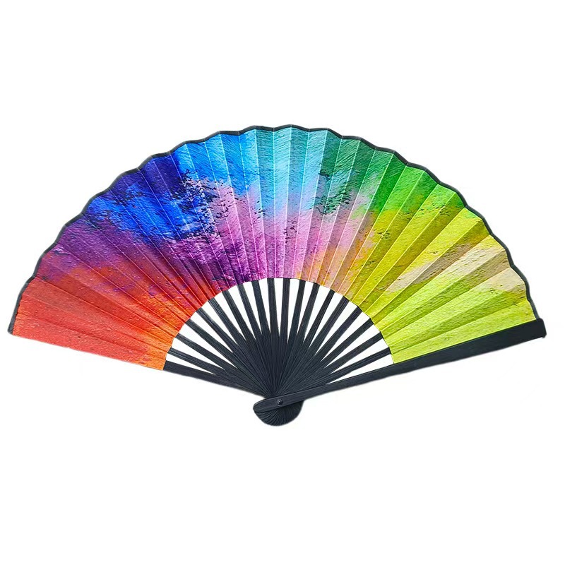Abanico Plegable de Kung Fu de 33 cm de Plástico para Danza y Artes Marciales