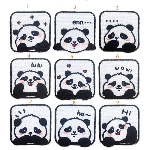 Cartoon Self-Adhesive Panda Emoji DIY Embroidery Fabric Sticker for Children Fashion Versatile Clothing Decor Sticker School Bag Patch