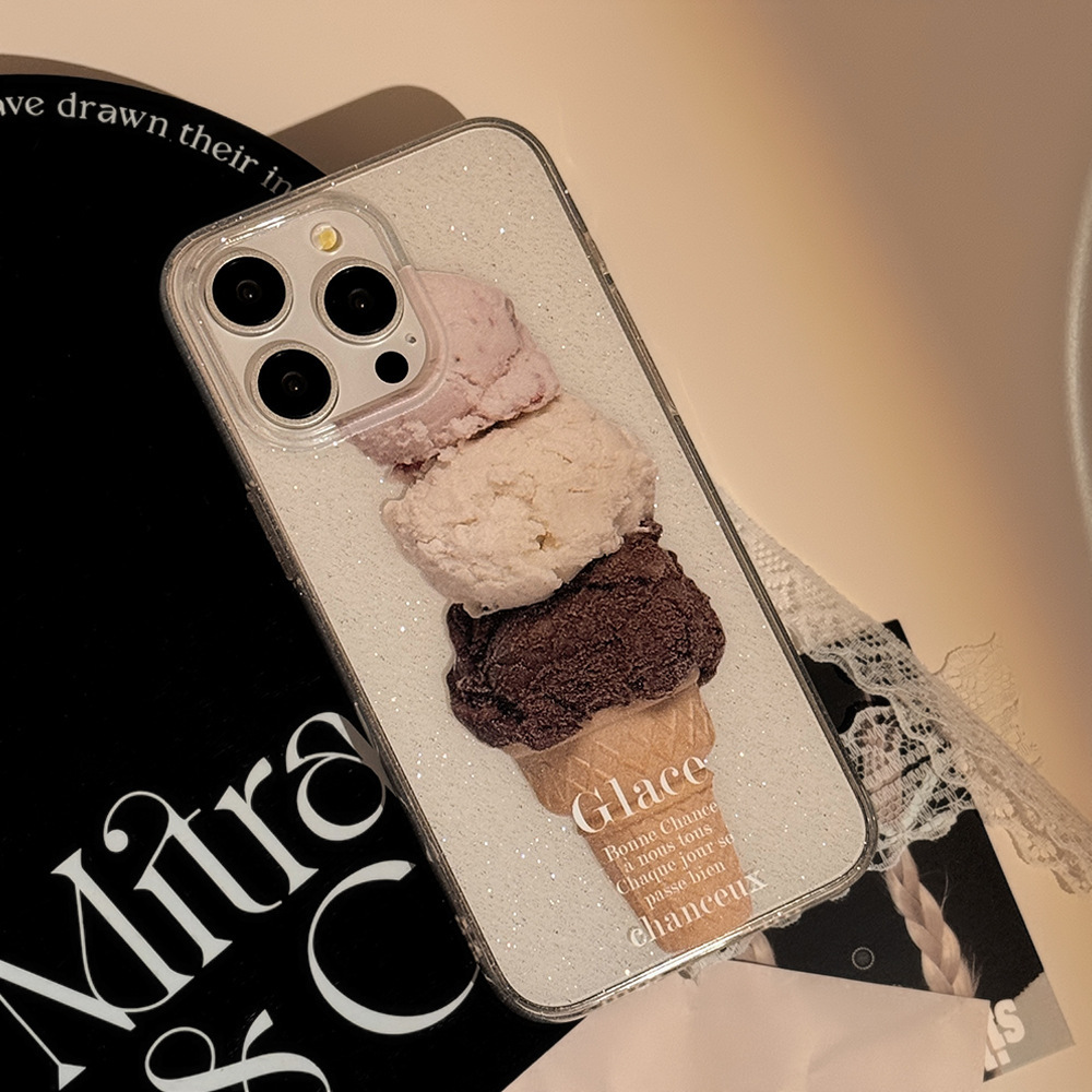 Dessert de verano helado brillo para iPhone16ProMax/15 funda para teléfono móvil Apple 14/13 pareja 16