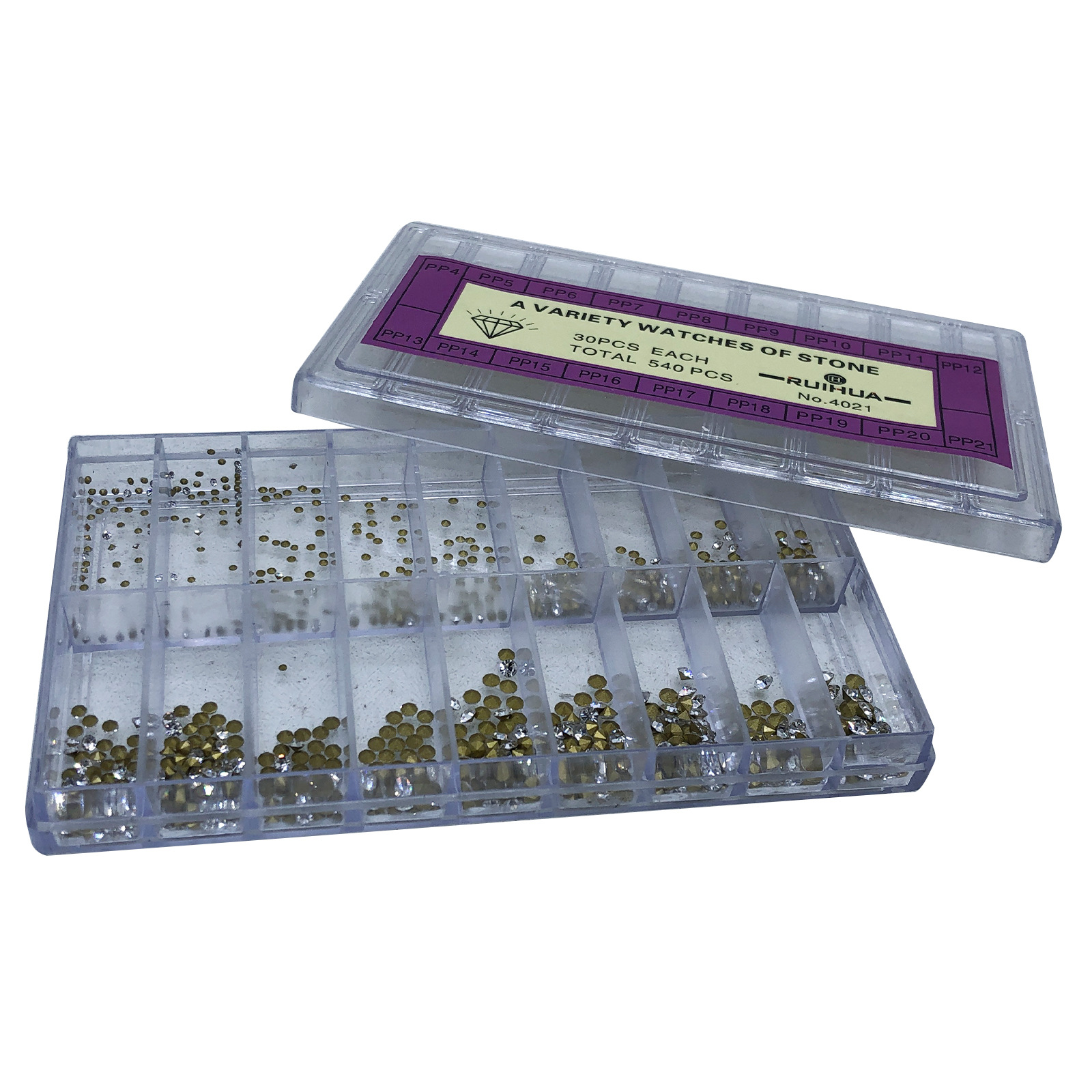 修表工具  手表水钻  18格大小规格彩钻盒装 NO.4021手表配件彩钻