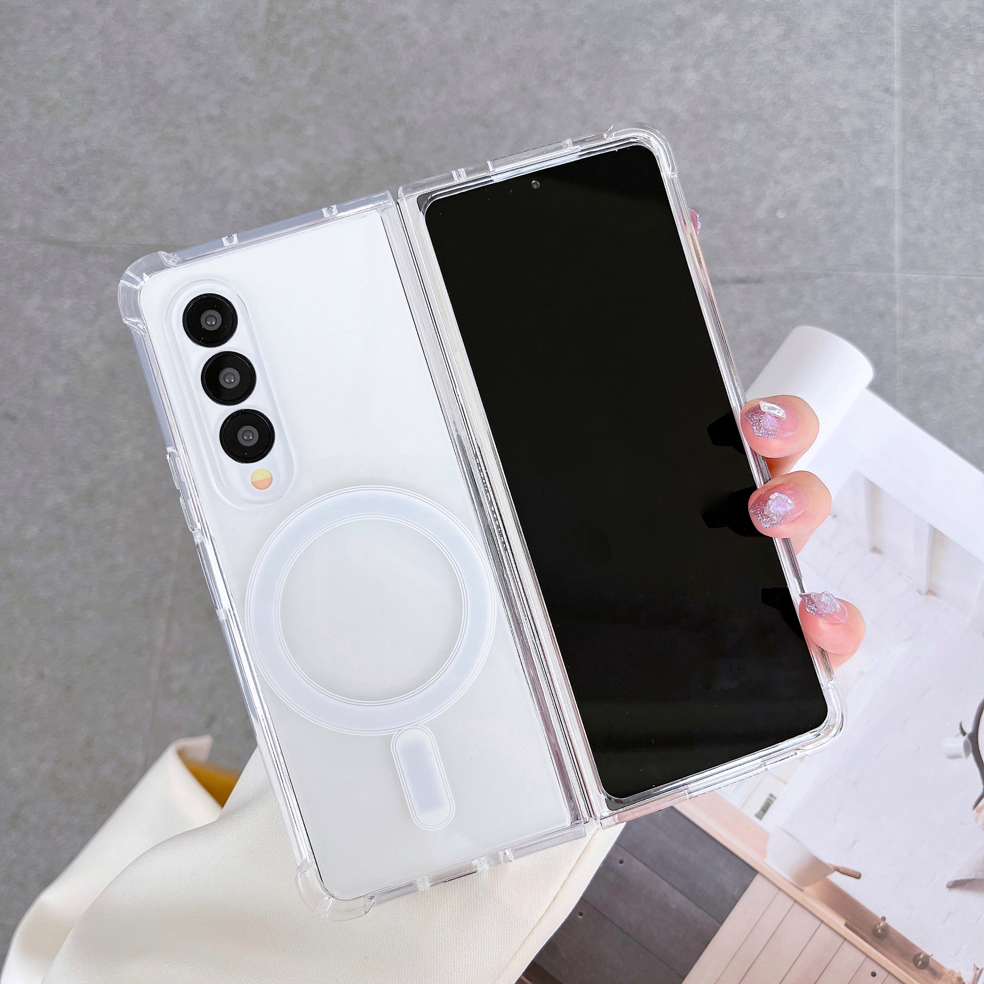 Magnetic Shockproof Acrylic Phone Case For Samsung Fold Series_voghion.com