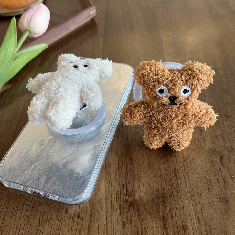 Plush Bear Cute Dumb Cute Magnetic Bracket Retractable Mobile Phone Bracket Stable Back Sticker Instagram Style Portable