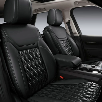 Suitable for Toyota Cruiser Seat Covers, Full Surround Four-Season Special Seat Covers, Interior Modification Leather Car Seat Cushions (Modelə uyğun (Original) oturacaq örtükləri) - original-car-texture-customized-mysterious-black-wear-resistant-leather