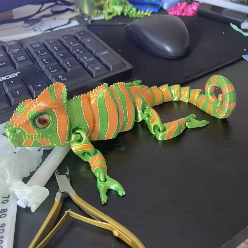 跨境3D打印变色龙蜥蜴模型全身关节可动仿真宠物生日礼物搞怪玩具|undefined