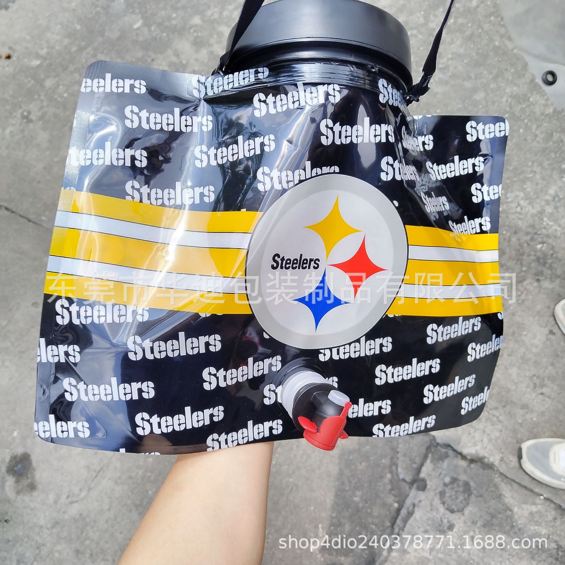 源头工厂亚马逊热.5L户外储水袋 出口品质双吸嘴水龙头阀大容量背