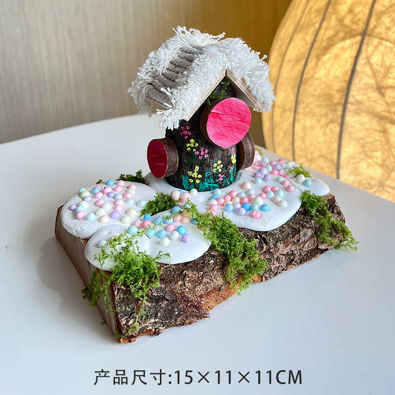 Nueva casa de madera artesanal de bricolaje paquete de material de bricolaje jardín de infantes rompecabezas luminoso regalo de Navidad decoración al por mayor