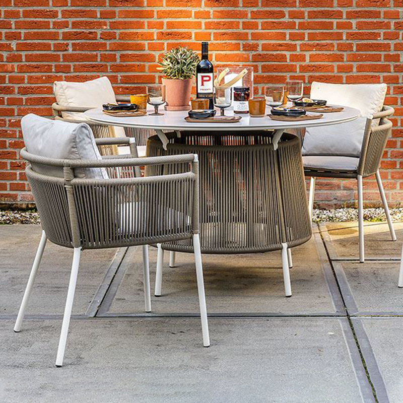 Mesa y silla al aire libre, muebles de caña creativos, jardín, terraza, villa de lujo, sala de sol, protección solar, combinación de ocio simple. image 2