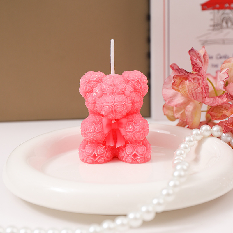クリエイティブかわいいクマの香りのキャンドル手作り DIY ローズベアキャンドルカップル記念日ギフトお土産ギフト|undefined